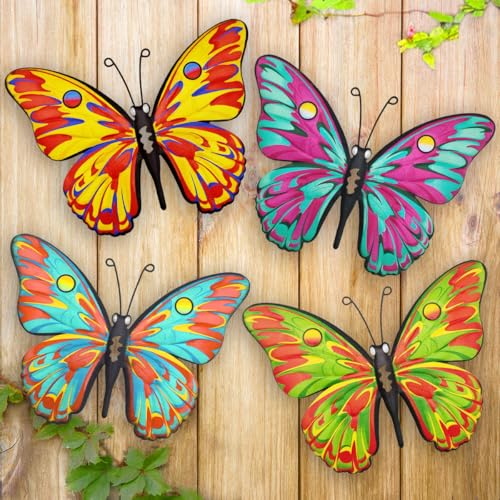 Daogtc Metal Butterfly Wall Decor - 9.6" Outdoor Fence Wall