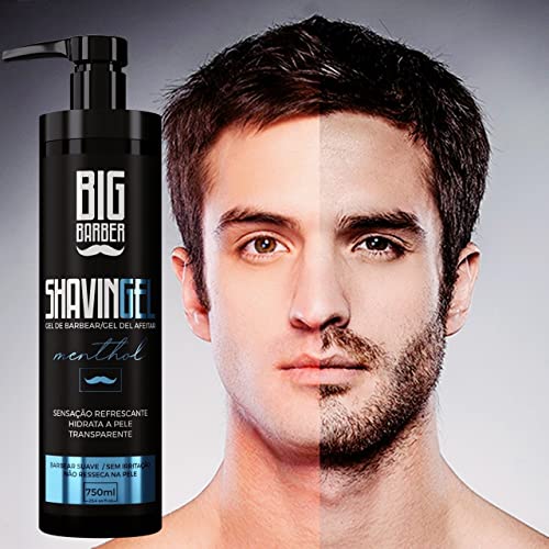 Kit Shaving Gel De Barbear Big Barber Lemon + Menthol 750ml Caixa Com 2 Unidades