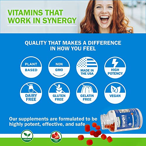 Power By Naturals - Vitamin B Complex Gummies - Boosted With B12, B7, B6, Niacin, B5, B8, And Folate With Vit C - Plant-Based B Complex Vitamins For Women & Men - 60 Count #TOP5