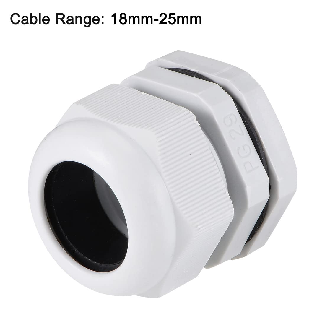 sourcing map PG29 Presse-étoupe 13mm-24mm Fil Trou Imperméable Nylon Joint Réglable Contre-écrou avec Rondelle Blanc 5Pcs