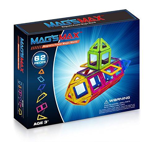 Kinslent 62 Pcs Construction Building Blocks Toys, BPA Free, Magnetic Max STEM Educational Game - 3D Concept Preschool Learning Set