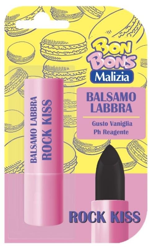 Balsamo Labbra Colorato Gusto Vaniglia Rock Kiss, Malizia, 12 Pezzi