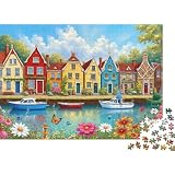 Colorful Canal Houses Puzzle Imposible,desafío for Adults Bright Canal Houses & Boats Entretenimiento Creativo 1000 Piezas Obra De Arte De Juego De para Adultos Y Niños 38x26cm/1000pcs