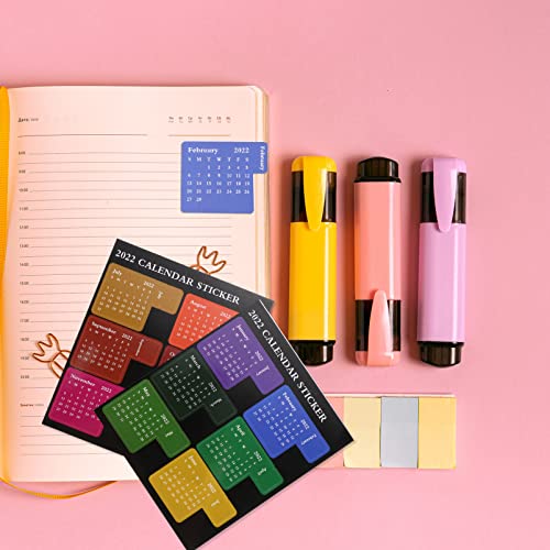 NUOBESTY 6 Folhas de Calendário 2022 Mensais Página Markers para Planner Notebook Agenda Journal