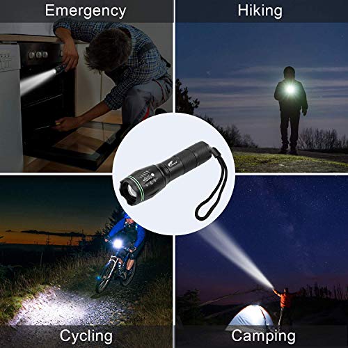 HAUSBELL A100 LED EDC Flashlights High Lumens,Bright, Zoomable, Waterproof, Powerful, Emergency Tactical LED Flashlights for Home and 5 Modes, Flashlight for Camping GearãHikingãWalkingï¼2Packï¼ - Image 4