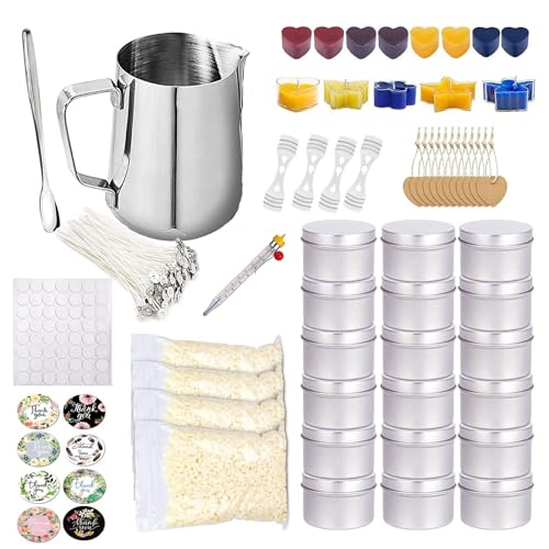 LCPKUTTR Complete Candle Making Kit,Candle Making Supplies,DIY Arts and Crafts Kits for Adults,Beginners,Kids Including Wax, Wicks, Dyes,Melting Pot,Candle tins THD-1210