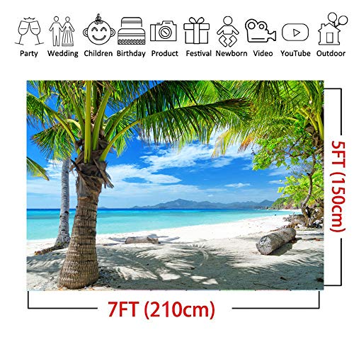 Ltlyh 7X5Ft Tropical Summer Beach Photography Backdrops Hawaiian Luau Party Blue Sky Sea Background For Outdoor Photo Props A-06 #TOP1