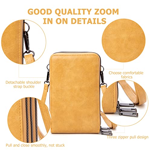Image of myfriday Small Cell Phone Crossbody Bag, Multi-pocket & 6 Card Slots | 6 card slots, multi-pocket zipper layout and soft synthetic leather keep phone, lipstick, coins and keys ready outdoors