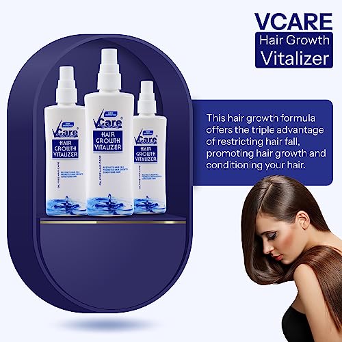 Image of VCare Ayurvedic Hair Growth Vitalizer and Pure Coconut Oil 100ml for Women and Control Dandruff, Itching, Reduces Hair Fall,Moisturizing Hair Growth Oil Ideal For All Type Skin Hair Care 1+1 Combo