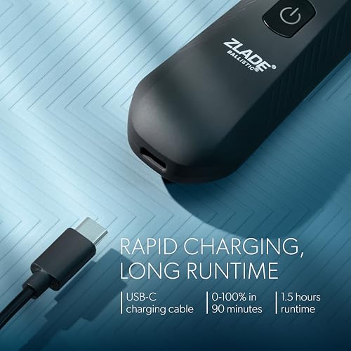 Image of Zlade Ballistic Lite Plus Manscaping Trimmer for Men | Full Body, Beard, Balls, Pubic Hair & Private Parts Groomer | SafeEdge Ceramic Blades, No Nicks or Cuts | 7000 RPM | Waterproof | 90 Mins Runtime