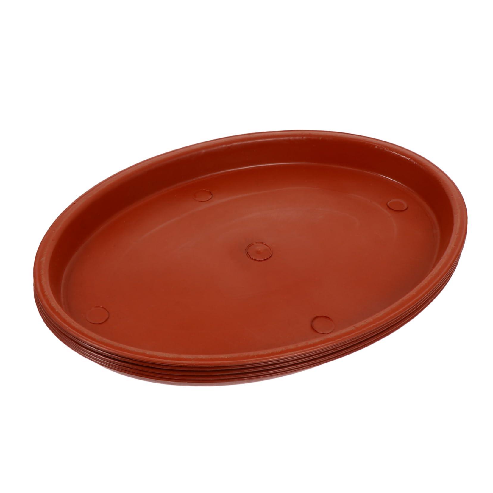 POPETPOP 5pcs Oval Plastic Flower Pot Trays Red, Thickened Resin Saucers for Plants and Flowerpots, Sturdy and Water-stain Resistant Baseplates for Indoor and Outdoor Gardening