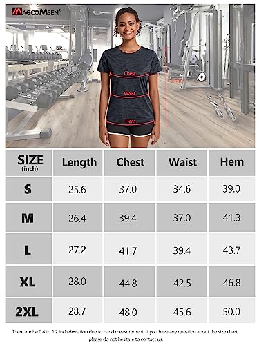 Magcomsen Womens Short Sleeve Running Shirts Crewneck Activewear Athletic Sports Tops For Tennis Badminton Yoga Black, S #TOP6