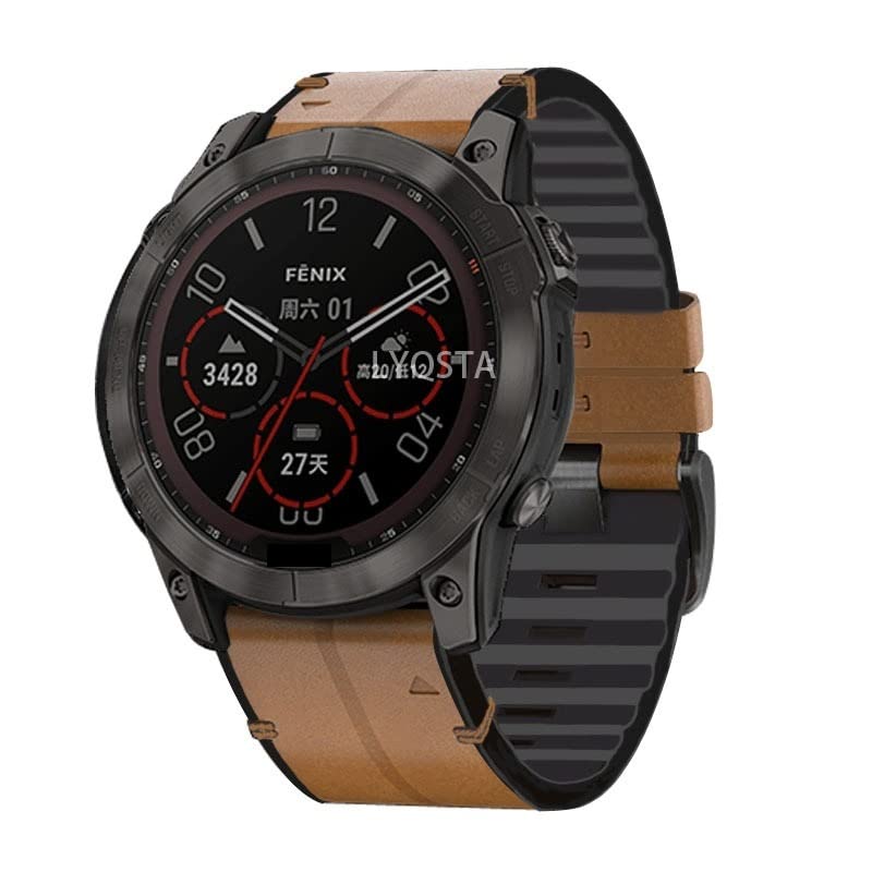 Correa de cuero de silicona para Garmin Fenix 7X 7 y Coros VERTIX 3