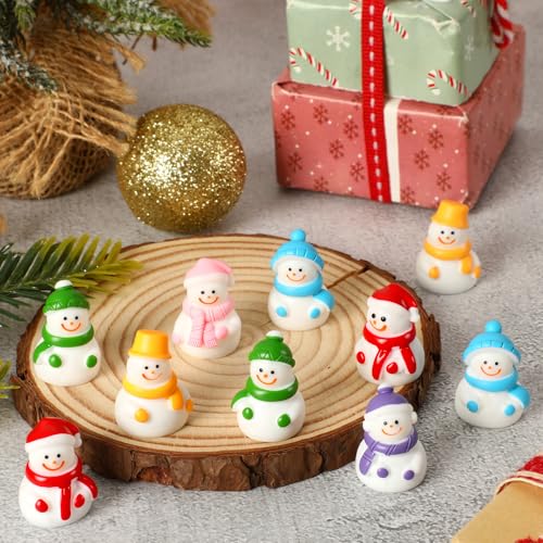 Image of JUNEBRUSHS 50 Pcs Mini Resin Snowman, Christmas Snowman Figurines Winter Miniature Snowmen Ornaments for Christmas DIY Craft Fairy Garden Dollhouse Decor