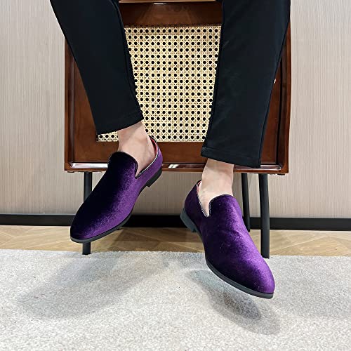 Image of FLQL Men's Luxury Penny Loafer Slip-On Velvet Shoes Party Dancing Shoes Suede Wedding Shoes Plus Size 7-13