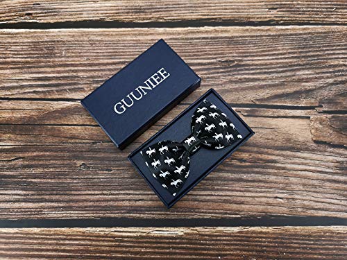 Image of GUUNIEE Men's Satin Silk Racehorse Bow Ties Pre-tied Solid Horse Racing Bowtie