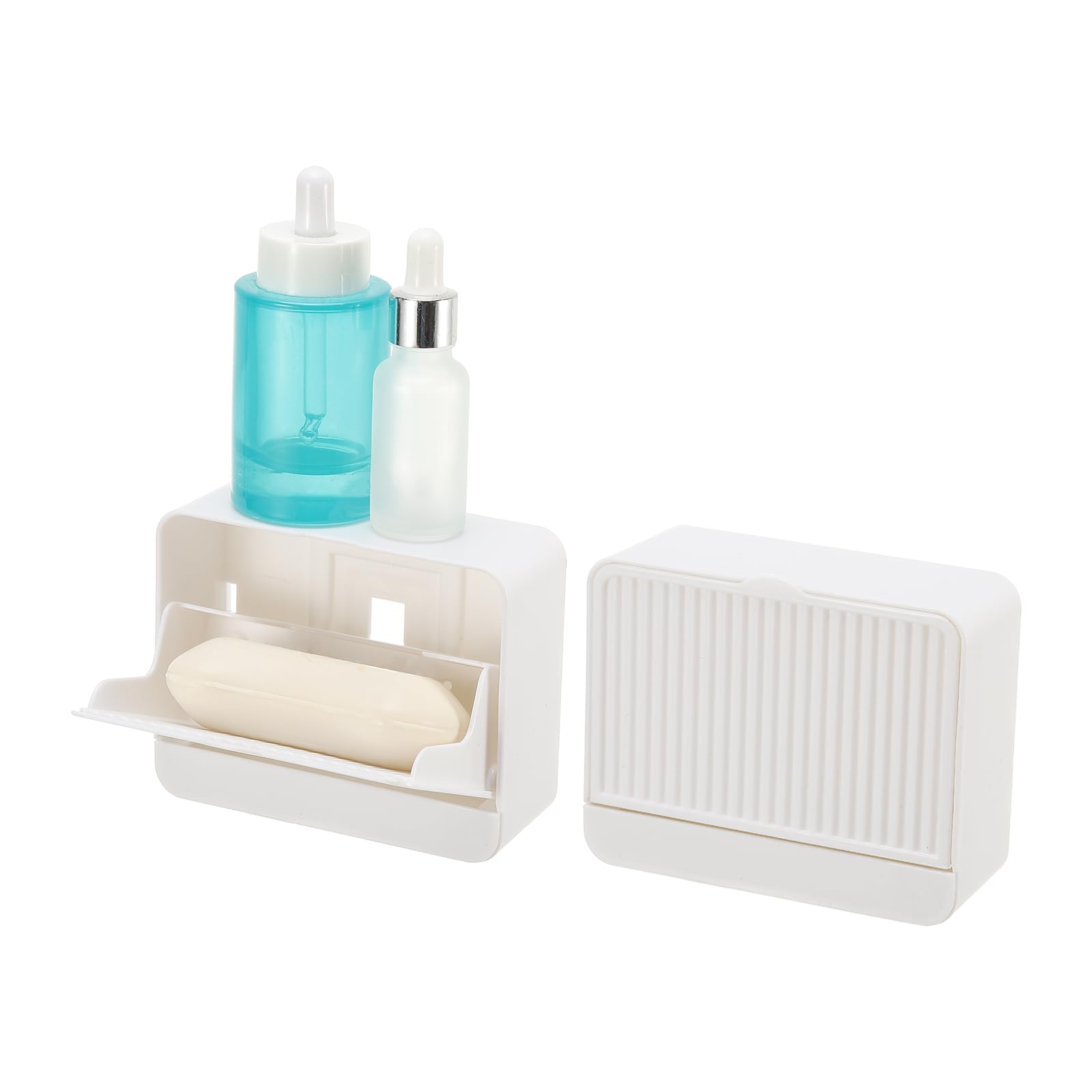 Porte-savon adhésif mural blanc sourcing map lot de 2 pièces pour salle de bain 12x10cm