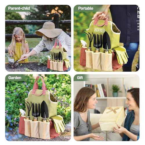 APSARAS USA Gardening Tools, Garden Tool Set, 10 Pieces Heavy Duty Sturdy Steel Gardening Tool Set with 600D Oxford Cloth Storage Tote Bag, Durable Supplies Kit Perfect Garden Gifts for Father — view 6
