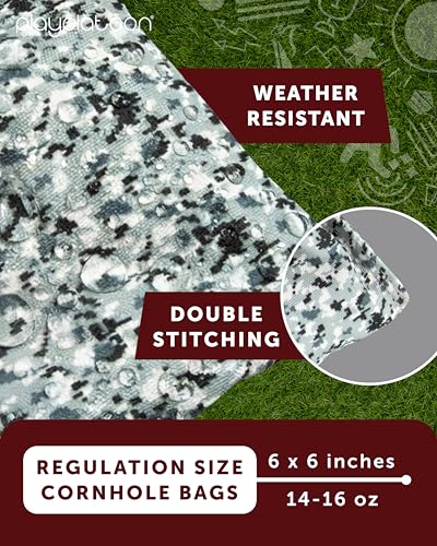 Image of Play Platoon Cornhole Bags Weather Resistant- Set of 8 Regulation Bean Bags for Tossing- Official Professional Size & Weight Corn Hole Bags Two Color All Weather Cornhole Beans Bag Set with Tote Bag