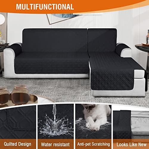Vansofy Sectional Couch Covers 100% Waterproof L Shaped Sofa Slipcover 3Pcs Reversible Chaise Lounge Cover For Sectional Sofa Furniture Protector Cover For Pets Dog Cat(Small, Blcak) #TOP6