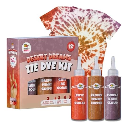 Coral - Orange - Purple Tie Dye Colors in Desert Dreams Tie Dye Kit (Tye Dye Summer Fun) Custom Clothing Dye with 6 Refills for Tie Dye Party Supplies - Soda Ash - Ties - Free Tie Dye Techniques Guide
