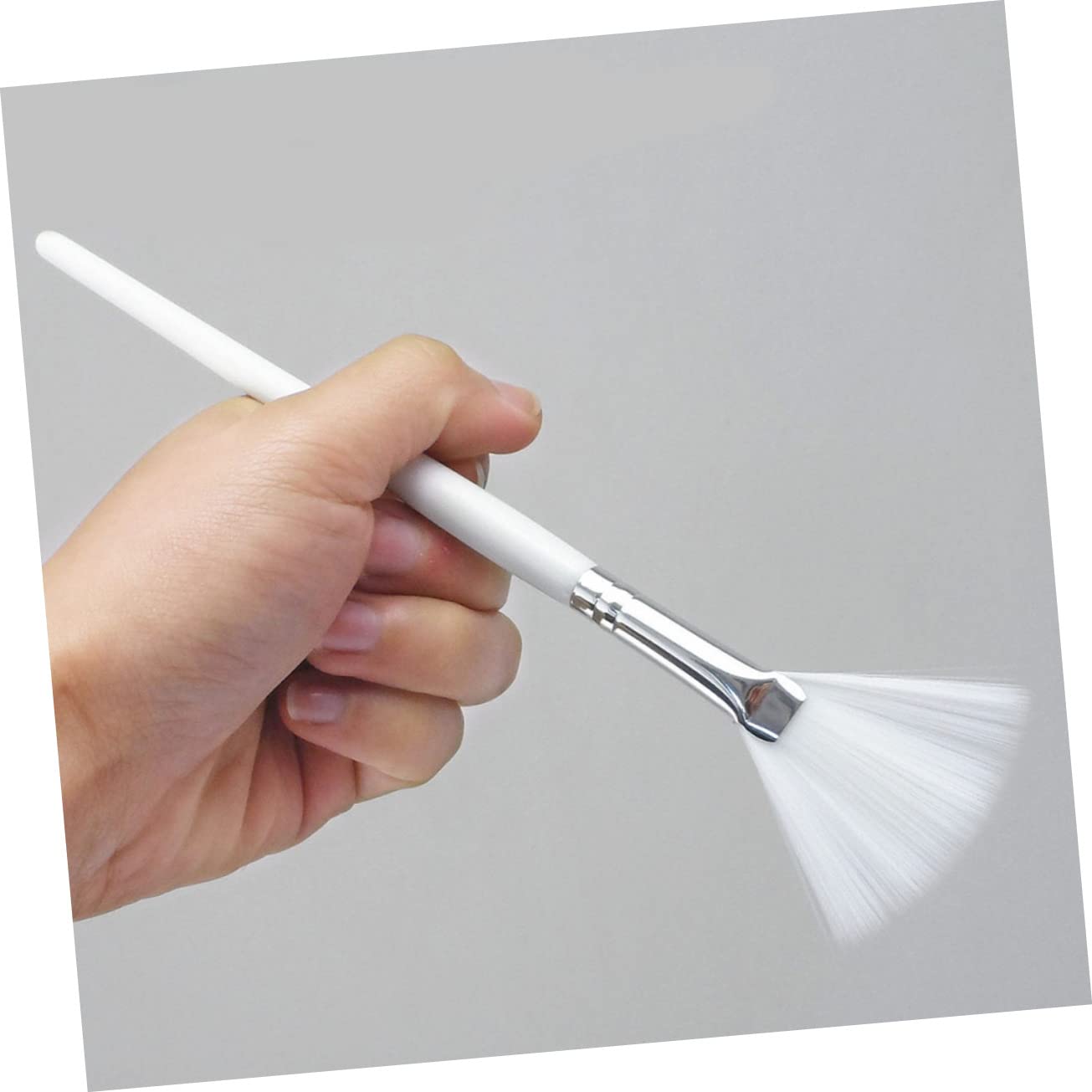 HAKIDZEL Facial Mask Brush Wooden Long Handle Fan Shape for Application Smooth Coverage
