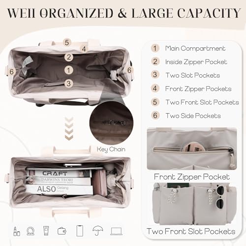 Image of VX VONXURY Tote Bag for Women - Multi Pocket Crossbody Work Handbag for Travel, Daily Use and Gym