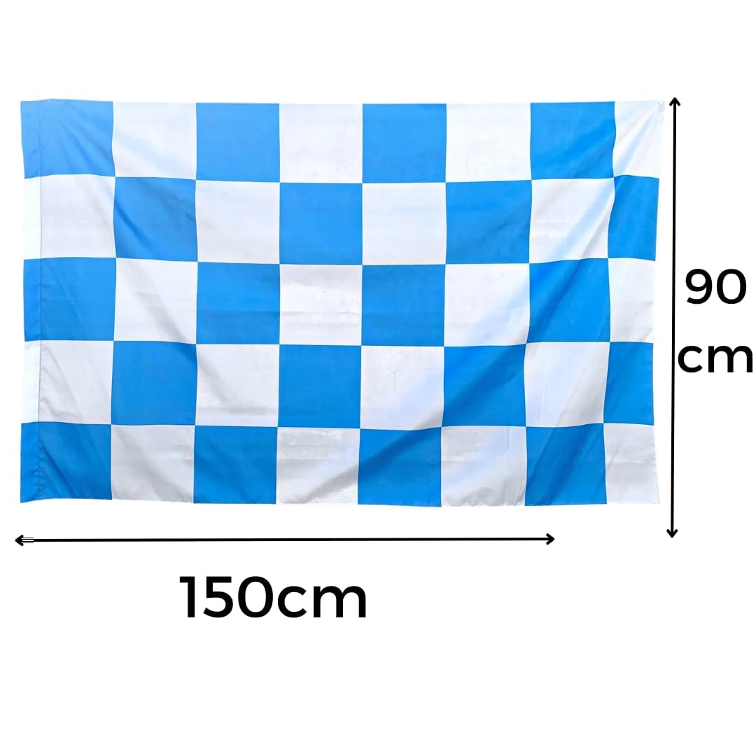 NARAMAKI® Napoli Bandiere 90x150cm - 1 Bandiera "Forza Napoli" + 1 Bandiera a Scacchi Bianchi e Azzurri - 100% Poliestere - Made in Italy - Campionato di Calcio 2025