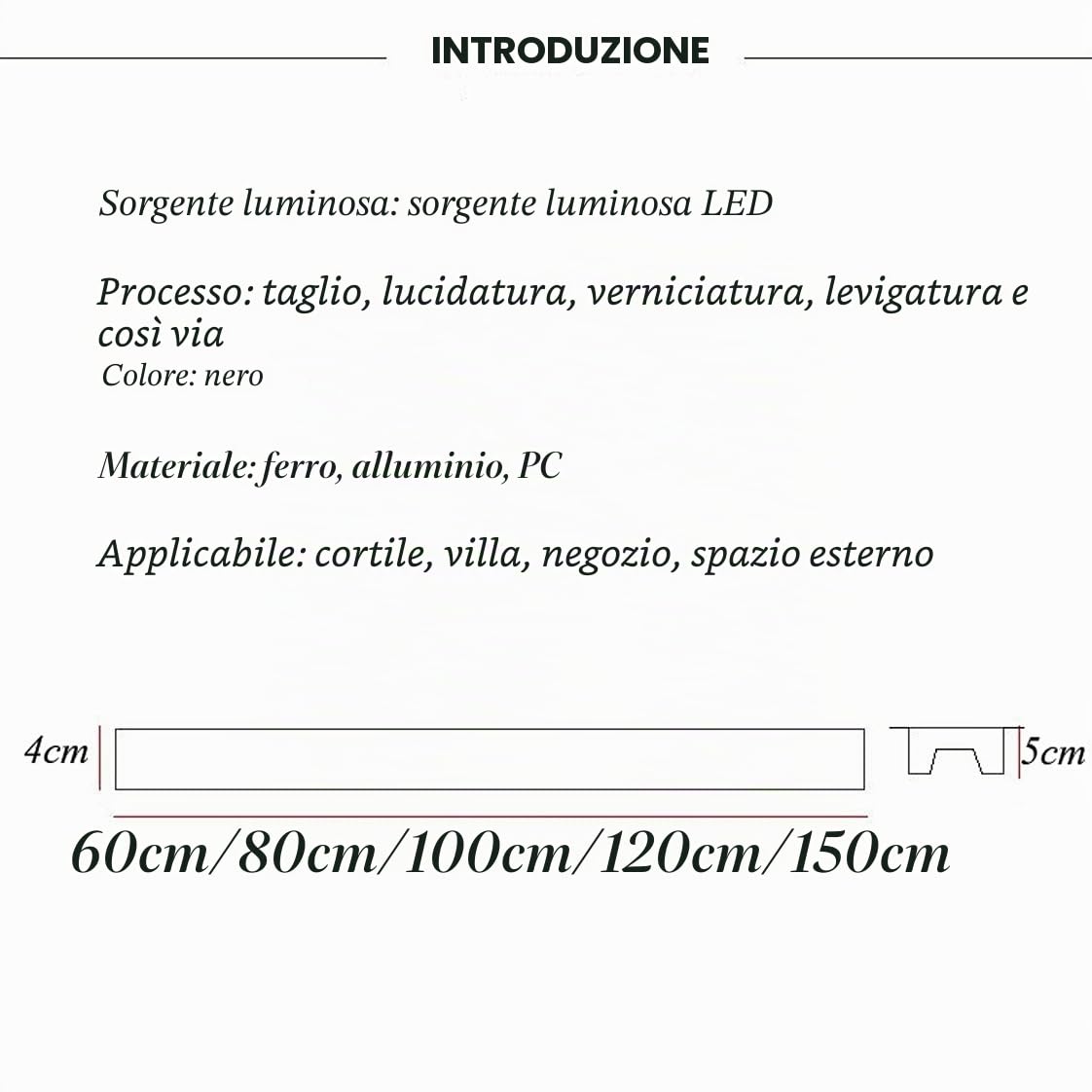 Applique da Esterno Lunga, 150CM 45W LED Lampada da Esterno Parete, 3000K Bianco Caldo, IP65 Impermeabile Applique da Parete per Villa Terrazzo Ingressi, Illuminazione Giardino, Nero