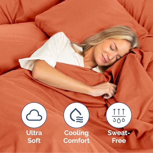 Image of Queen Size 4 Piece Sheet Set - Soft & Cooling Bed Sheets - Harvest Pumpkin | Fits 8 Inch to 16 inch Mattress, Wrinkle Free & Fade Resistant with Deep Pockets, Breathable, Comfy Hotel Luxury Bedding