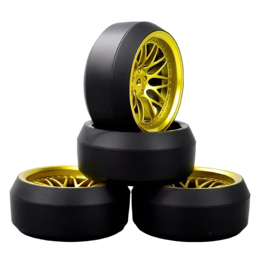1 set di 4 pneumatici e cerchioni RC da drift in scala 1/10, offset 6 mm, esagonale 12 mm, compatibile con vari modelli di auto.