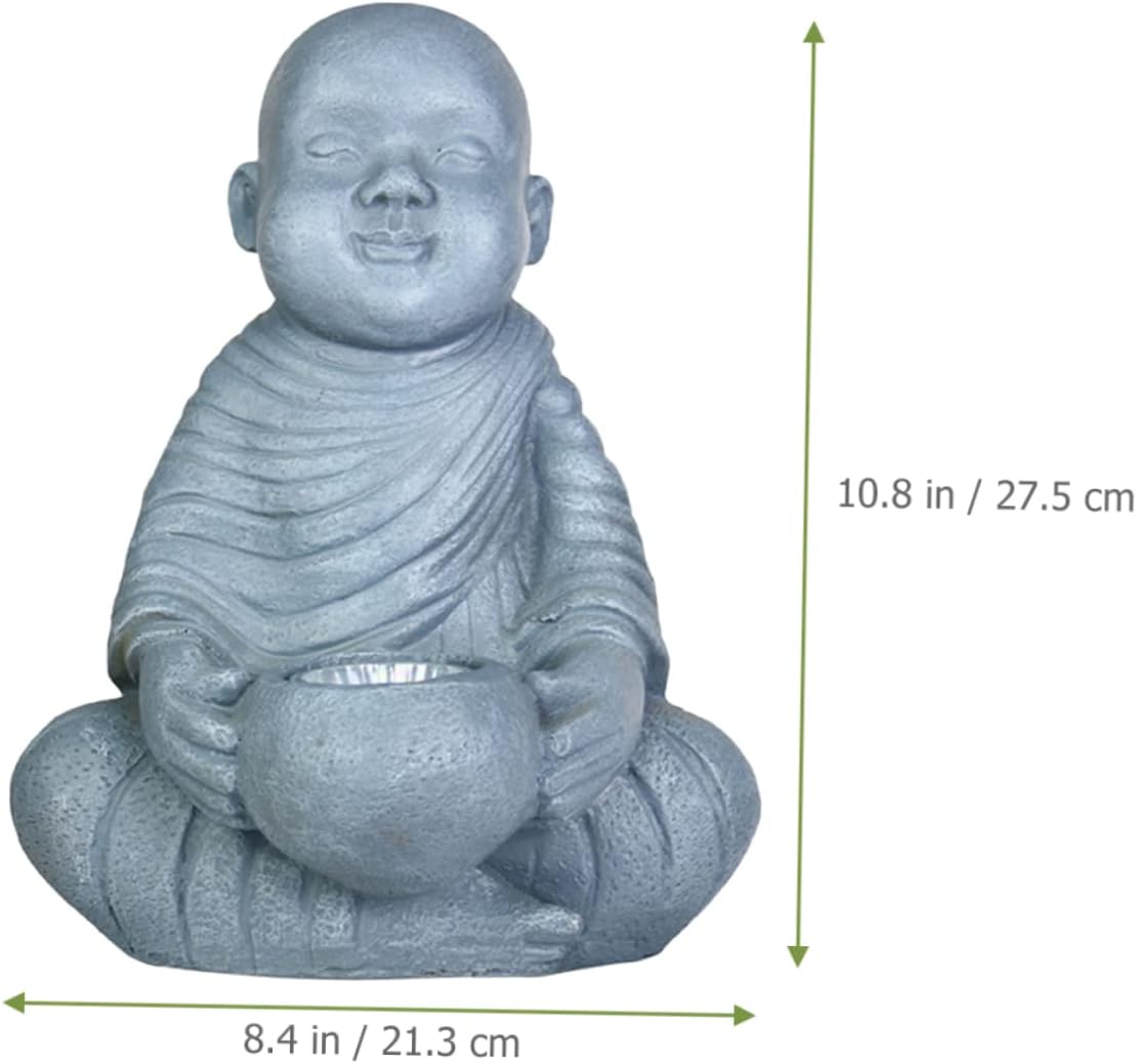 Sosoport Garden Decor Solar Lamp Monk Statue Yard Light Solar Power Outdoor Decorative Garden Lighting