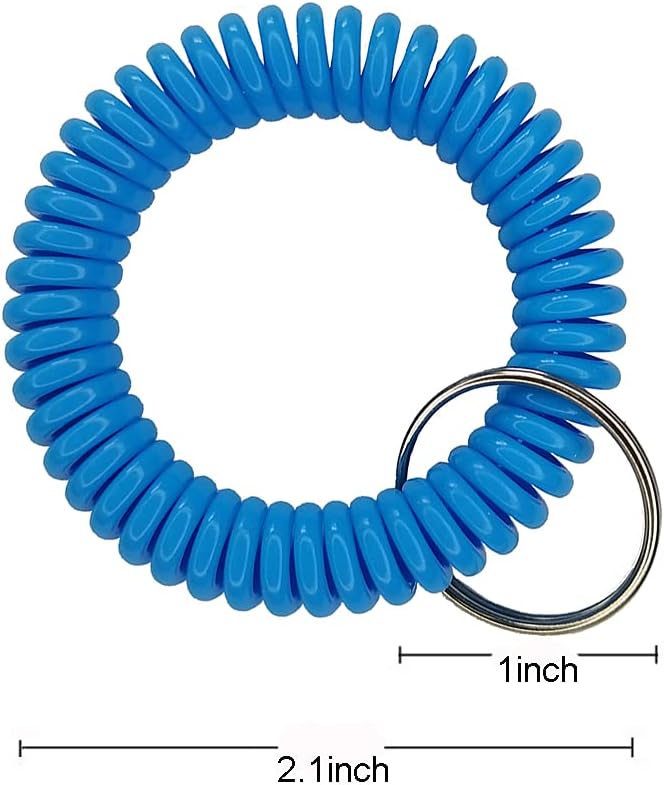 Kbraveo 40PCS Multicolor Plastic Stretchable Spiral Bracelet Wrist Coil Key Chains, Wrist Band Key Ring Chain for Office, Workshop, Shopping Mall, Sauna, Outdoor Sport…
