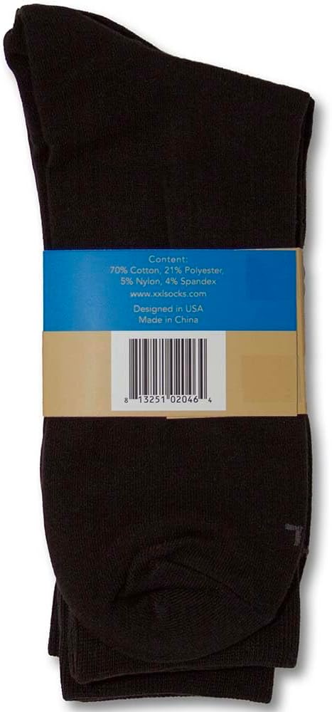 xxl Classic Dress Socks for Men (3-Pack) – Size 15–18 – Soft, Breathable Cotton Crew Socks for Big & Tall Feet