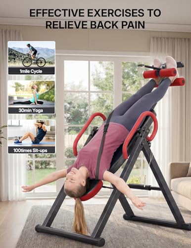 Image of YOLEO Gravity Inversion Table for Back Pain Relief 2026 New Inversion Table w /Lumbar Support Easy to Assemble Back Stretcher Machine 300 lbs