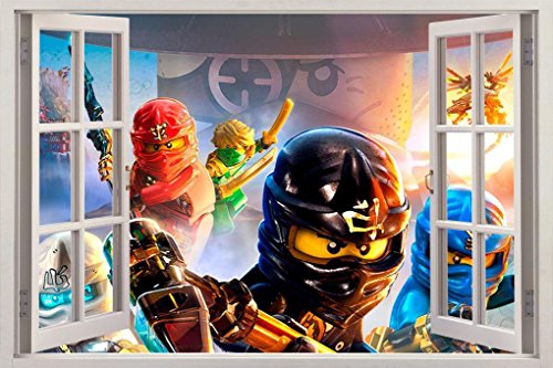 NINJAGO Lego 3D Window View Decal Graphic WALL STICKER Decor Art Mural H244, Regular