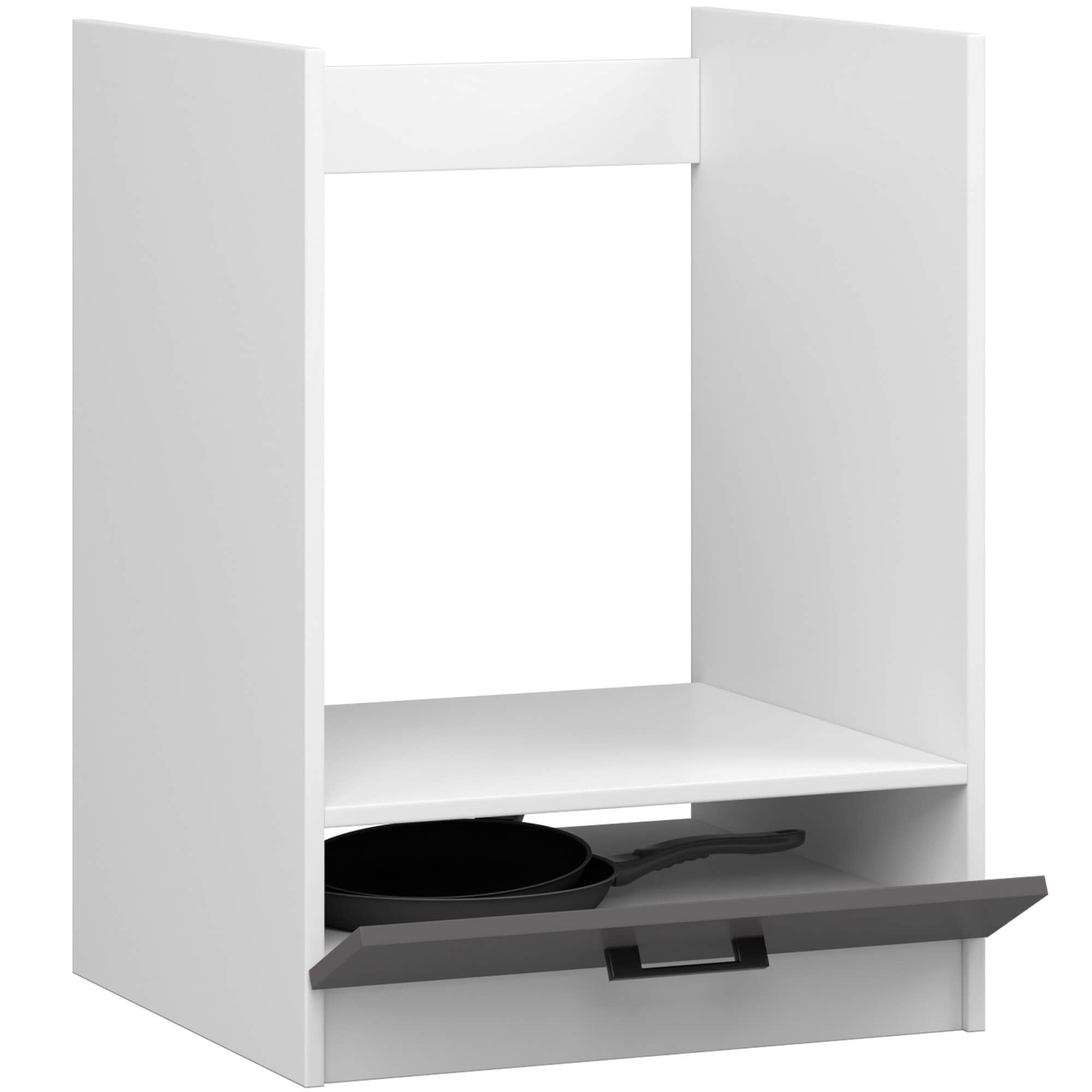 AKORD Herdumbauschrank Ofenschrank OLIWIA S60 60 cm | mit 1 Tür | Küchenschränke | Für kleine Küche | Für eine Küchenzeile | Als Teil eines Sets | B60 x H82 x T55 cm | 20,70 kg | Weiß & Graphitgrau