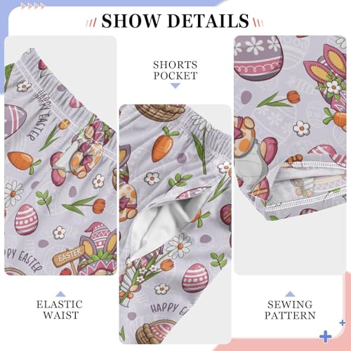 Happy Easter Gnome Florals Boys Long Pants Soft Trousers Elastic Waist Kids Lounge Bottoms with Pockets S-XL4