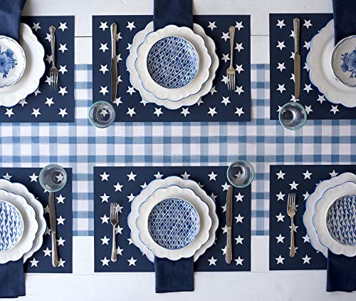Paper Table Runner Roll - Blue White Buffalo Check Plaid Pattern For Parties Or Weddings - Disposable Table Runner American Made #TOP1