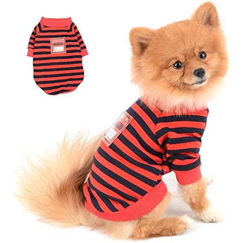 SELMAI Camisa Perro Verano para Perros Pequeños Algodón Cómodas Camisetas de Rayas Cover