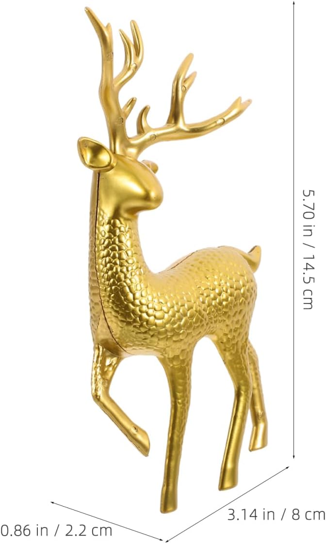 DOITOOL 6pcs Reindeer Elk Christmas Tabletop Decorations Reindeer Figurine Holiday Figure Christmas Bauble Cute Decor Deer Statues Golden Plastic