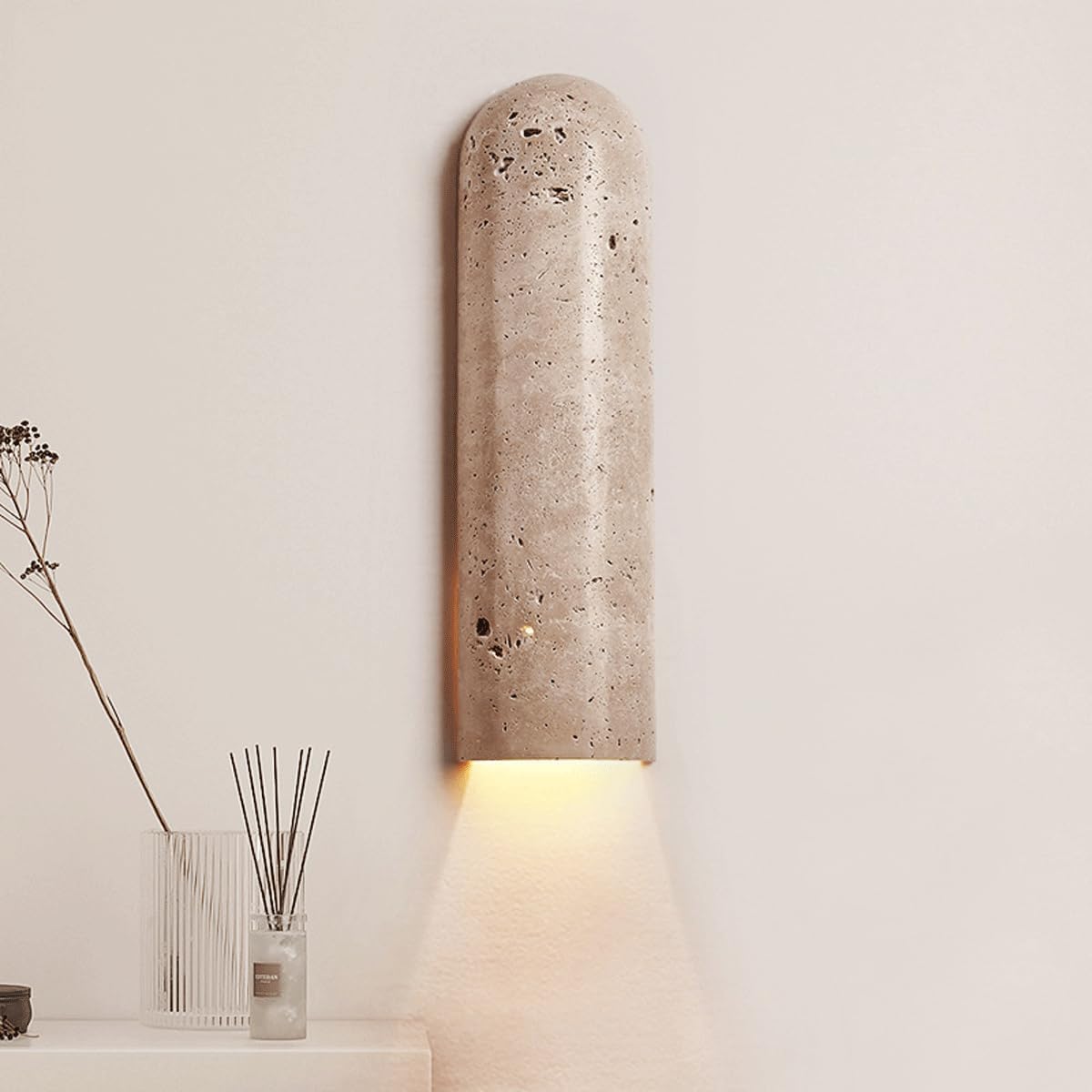 SMCCYYSD Long Yellow Cave Stone Wall Lamp, Light Source Embedded Natural Bedroom Bedside Light, for Hotel Lobby Staise Corridor Sconce