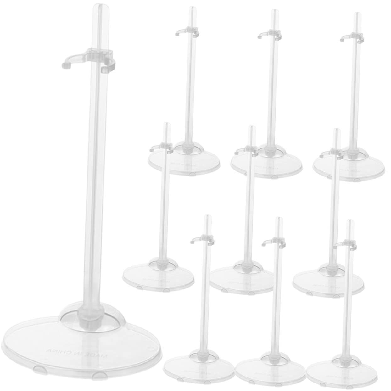 BESPORTBLE 10Pcs Transparent Doll Display Stands with Wide Base Plastic Doll Support Holders for Securely Holding Dolls for Desktop Shelf Cabinet Organization