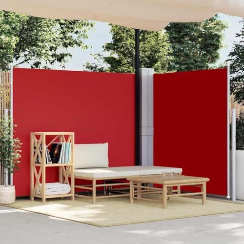 Store latéral rétractable rouge 170x600 pare-vue de balcon