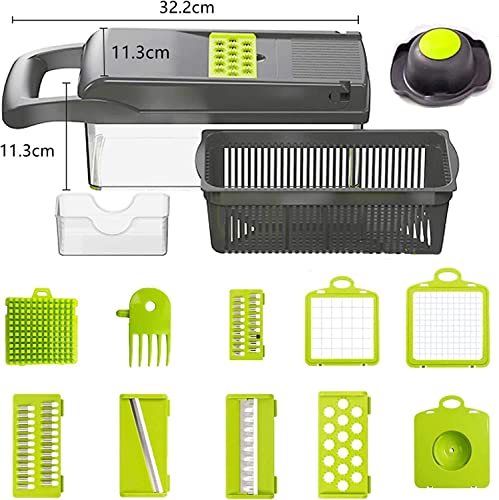 Image of Vegetable Chopper, 14-in-1 Mandoline Slicer, Multifunctional Veggie Chopper, Potato Chopper, Vegetable Dicer, Food Chopper with Container, Chopper Vegetable Cutter with 7 Blades Kitchen Essentials