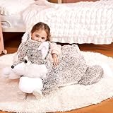 IKASA Groß Wolf Kuscheltier Riesen Stofftier,78cm Gross Plüschtier Riesige Plüsch Spielzeug Jumbo Weich Stofftierer,Geschenk für Kinder
