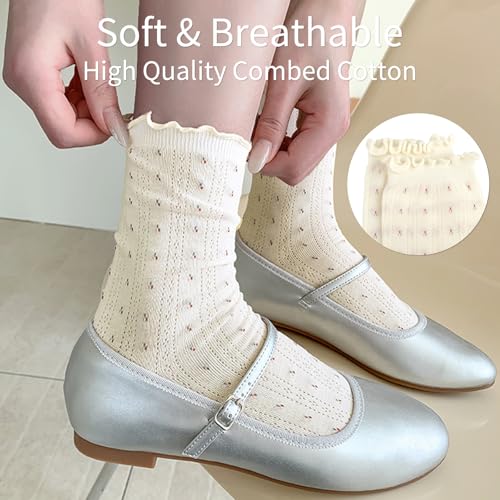 Image of Women's Cute Crew Socks, Casual Athletic Cotton Bowknot Cherry Calf Novelty Socks for Women