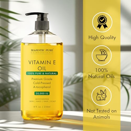 Majestic Pure Vitamin E Oil - 100% Pure & Natural, 20,000 IU | Premium Grade, Cold-Pressed and Tocopherol to Repair Dry, Damaged Skin| Moisturizing Skin, Hair and Scalp 8 Fl Oz - Image 7