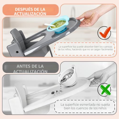 Miniatura 5 de Bandeja Compatible Con Silla Stokke Tripp Trapp, Superficie Lisa Y Fuerte Absorción, 100 Libre De Bpa, Fácil De Montar, Accesorios Para Trona Para Niños Pequeños De 6 A 36 Meses, Color Gris