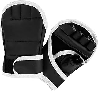 Parliky 1 Par De Luvas De Boxe Major Kickboxing Luvas De Meio Dedo Luvas De Treinamento Luvas Pretas Acessórios Taekwondo Suprimentos Luvas De Kickboxing De Meio Dedo Couro Pu